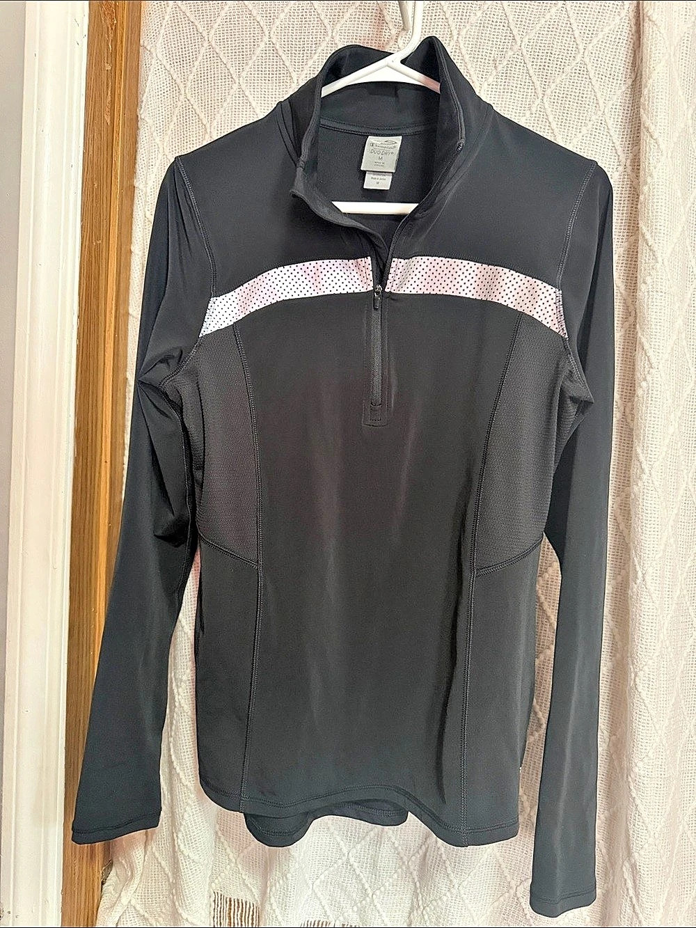 Champion Duo Dry Quarter-Zip Athletic Pullover Black & Pink Medium